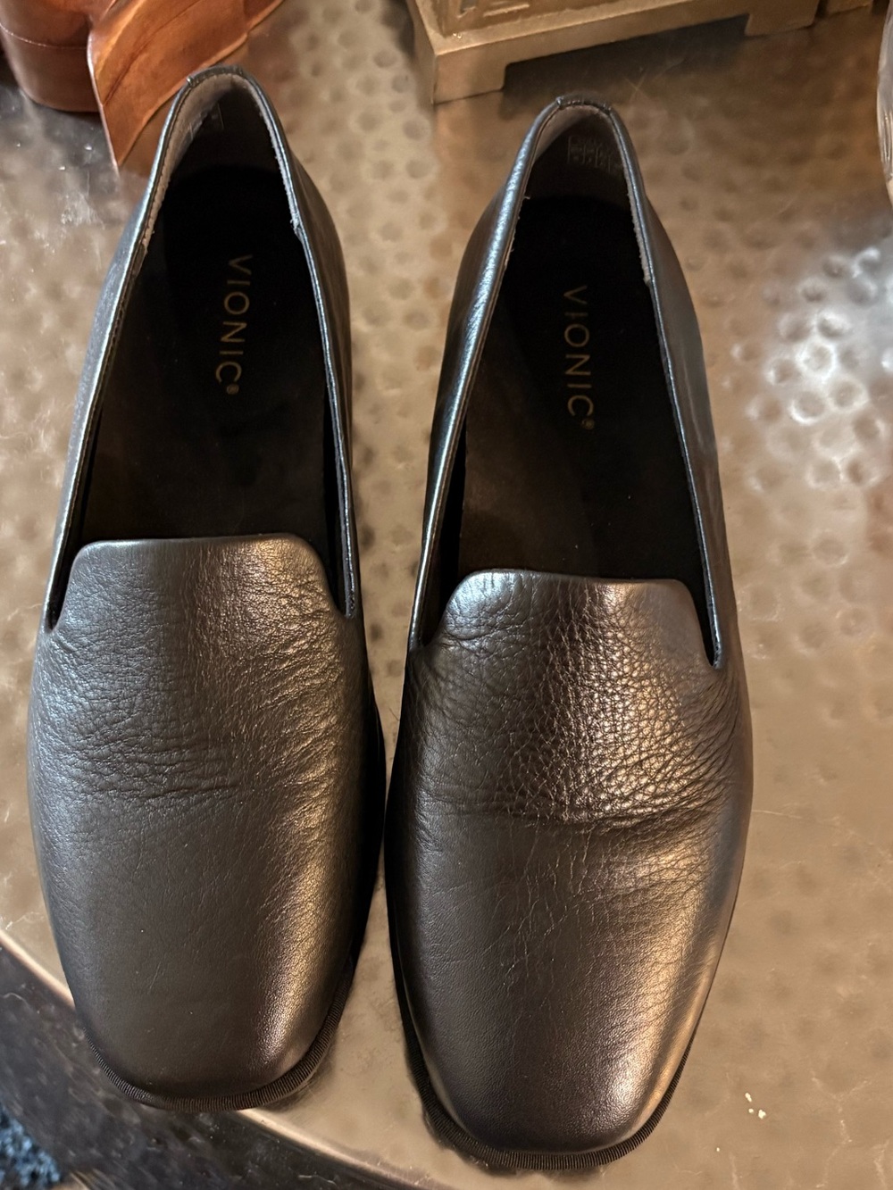Vionic Black Leather Slip-On Loafers for Women-Willa Style